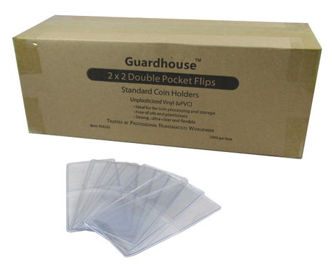 Guardhouse 2x2 Double-Pocket Unplasticized Coin Flips Bulk 1000 Pack