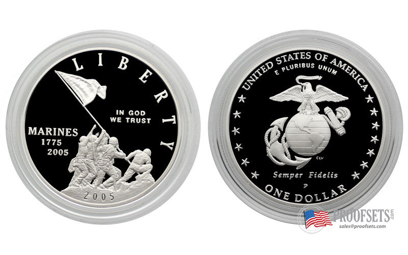 2005 Marine Corps Commemorative Silver Dollar Proof – Proofsets.com