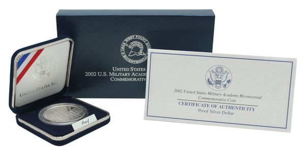 2002年 米国 陸軍士官学校 創立200周年記念 1ドル銀貨 証明書付 完品 2002_comm_military_academy_pro