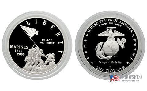 2005 Marine Corps Commemorative Silver Dollar Proof – Proofsets.com
