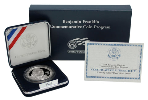 2006 Ben Franklin Founding Father Commemorative Silver Dollar Proof